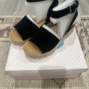 Soda Black Ankle Strap Espadrilles